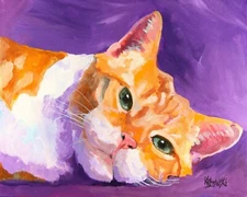 Tabby Cat High Resolution Print of Original Fine Art Watercolor by Ron Krajewski