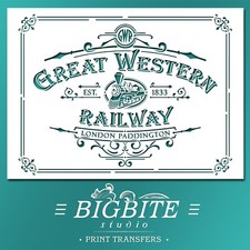Shabby Chic Schablone: Tolle Western Eisenbahn Werbung (DIY M&ouml;bel Druck) #074