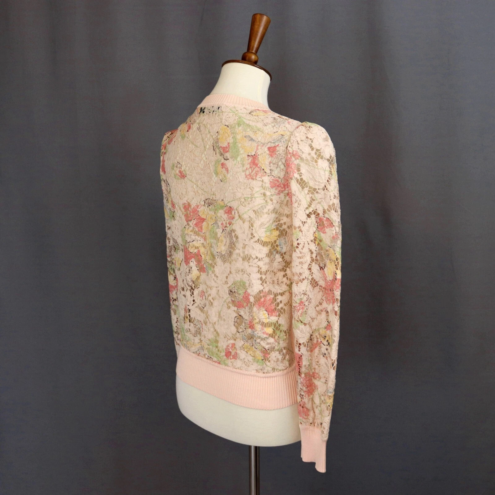 Cardigan Valentino taglia small pizzo floreale trasparente illusione