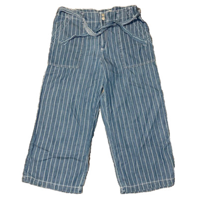 Seven7 Pants Women's Medium Blue Denim W/Belt Utility Wide Leg Jean Pants Sz 14