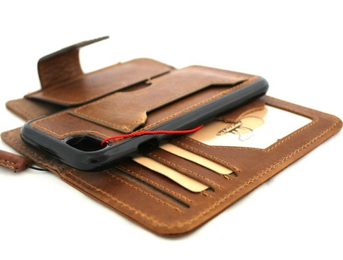 Genuine Full Leather Case for iPhone SE 2 book Wallet Cover Detachable Wireless - Picture 3 of 9