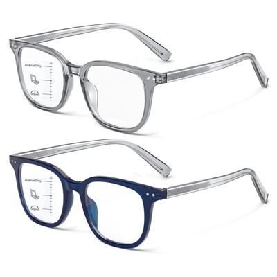 2-Pack Knowledgeable Progressive Multifocus Reading Glasses - Premium Metal C...