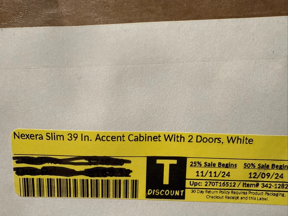 Шкаф Nexera Accent 39 дюймов ширина 2 полки геометрический узор тонкое настенное крепление дерево белый - Изображение 4 из 4