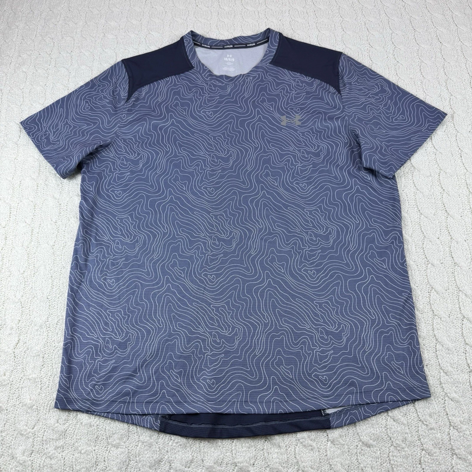 Under Armour Cool switch Topo Run T-Shirt Men’s L Blue Geometric Fitted Athletic