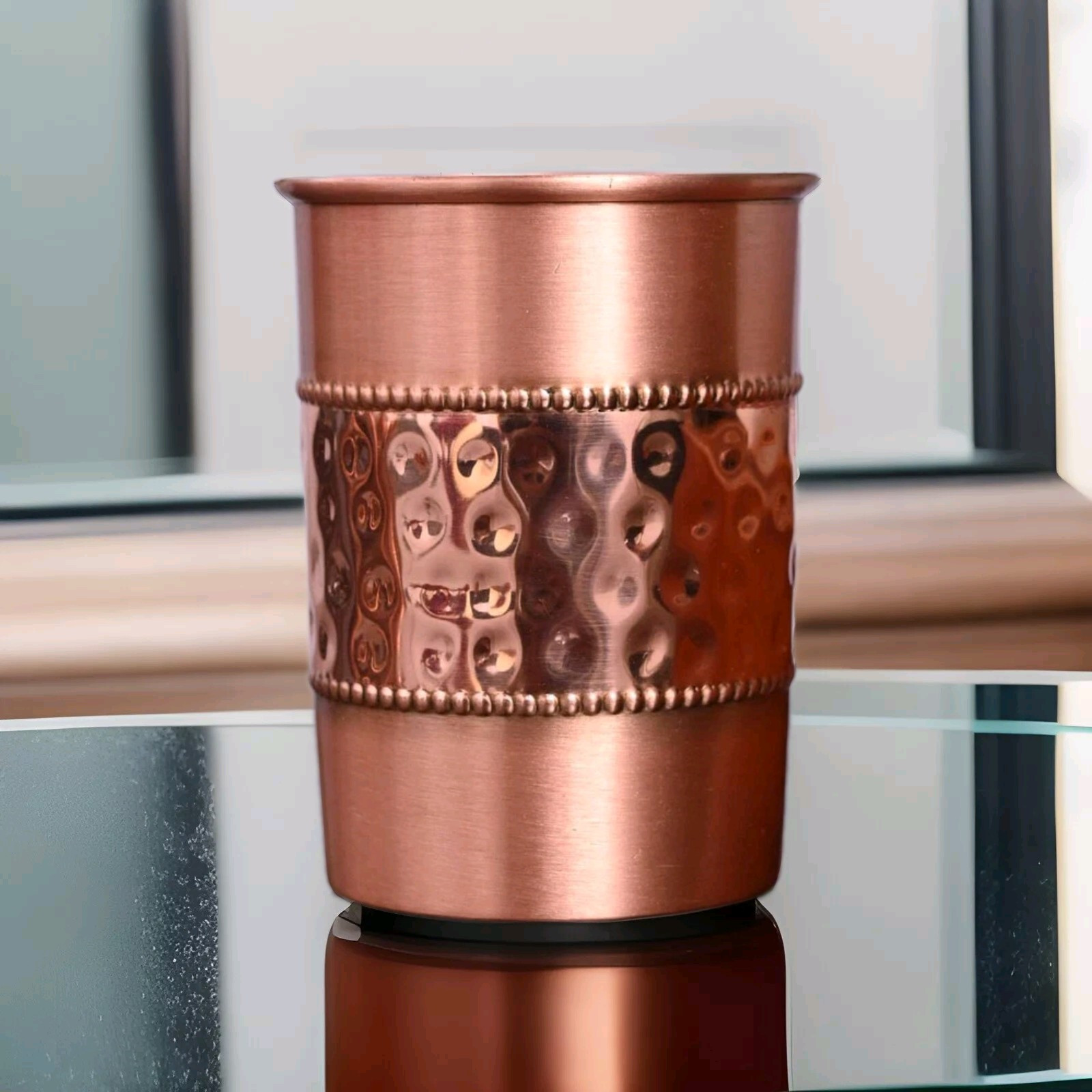 Handcrafted Copper Glass 250ML Tumbler for Drinking Water Ayurveda & Health