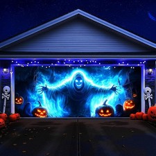 Halloween Garage Door Cover Decorations Large Scary Ghost Party Gate Backdrop US