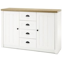 Landhaus Sideboard Pinie Weiß Eiche Hell Wohnzimmerschrank Anrichte Kommode