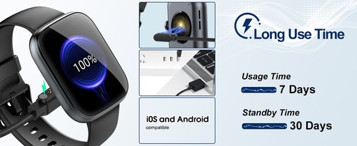 Smart Watch Fitness Tracker with Dial Calls Speaker 1.95" TFT-Touch Screen Heart - Photo 20 sur 23