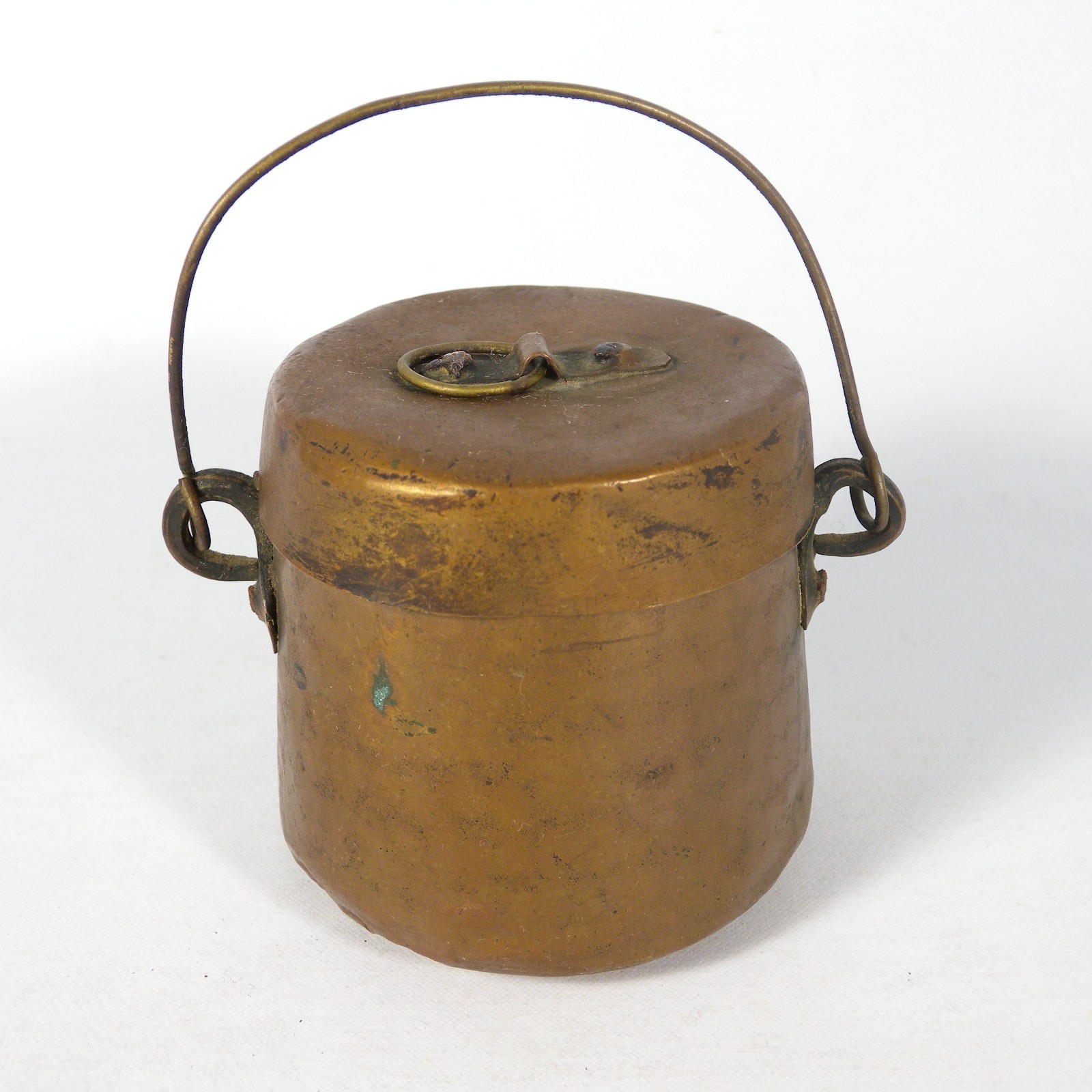 ANTIQUE SMALL POT POT POT CONTAINER COPPER POT + LID h 8 cm