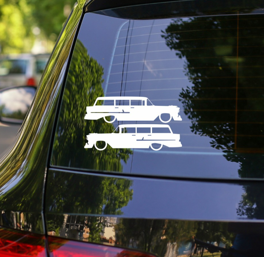 2x Lowered Car Decal Stickers for 1955 Chevrolet Bel Air 4-DOOR Station Wagon