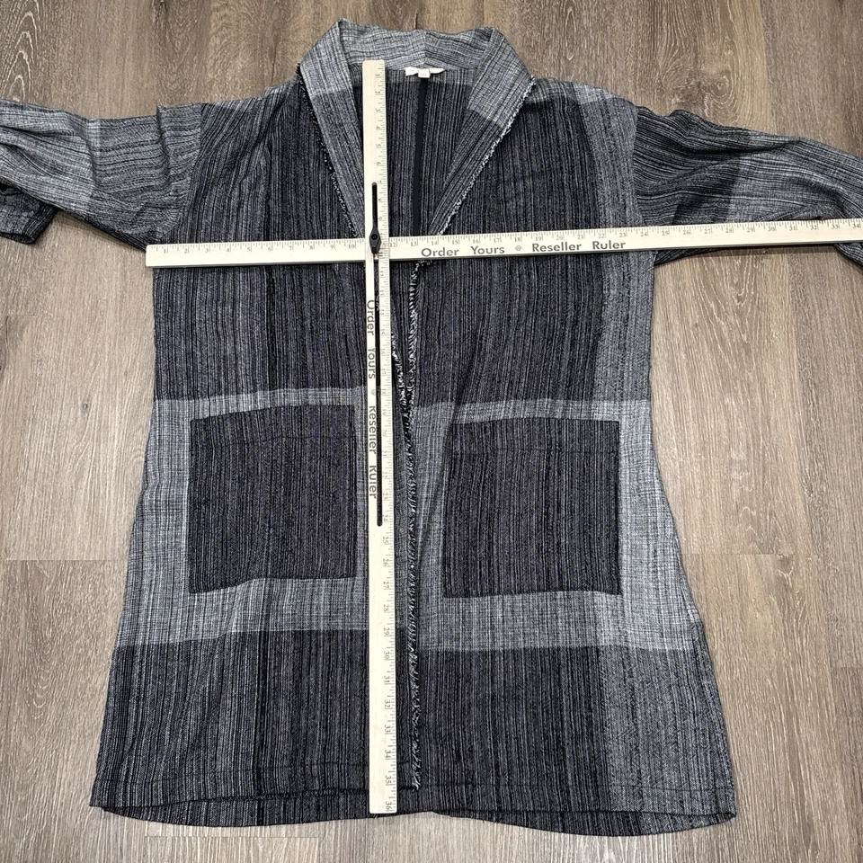Chaqueta Eileen Fisher Grande XL Algodón Orgánico Mantón Cuello Frente Abierto Cárdigan Foto 3 de 4