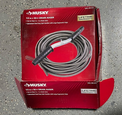 #ad Husky Drain Auger 1 2 in x 50 ft galvanized steel 1002494611 $30.00
