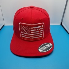 American Flag Patriotic SnapBack Hat Big Patch Red White Cap USA