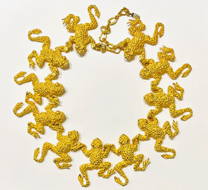 Authentic Vintage Carole Tanenbaum Collection FROG Gold Plated Collar Statement Necklace