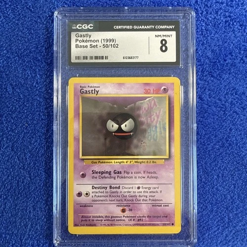 Pokémon Gastly Base Set 1999 50/102 CGC 8 Regular Common