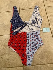 Cupshe Mixed Print Tie Front One Piece Swimsuit