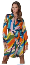Velvet by Graham & Spencer Women's Ayleen Picasso Print Button Up Dress (M) NWT