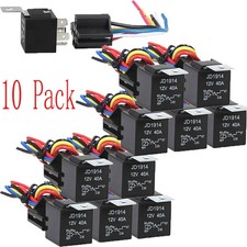 10Pack 12V 30/40 Amp 5-Pin SPDT Automotive Relay with Wires  Harness Socket Set