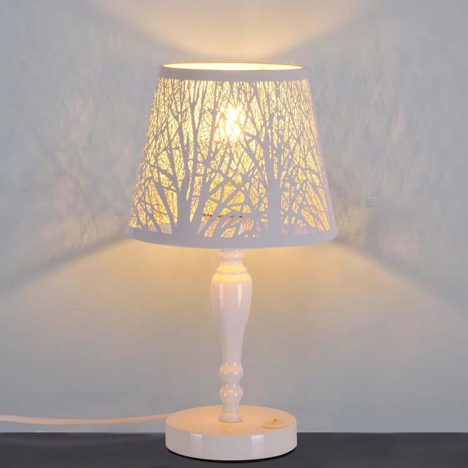Lampe de table industrielle blanche E27 en metal pour bureau rustique - 2