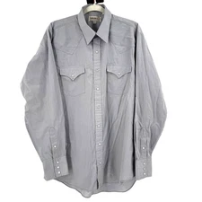 Sheplers Western Pearl Snap Shirt Mens XLT Gray Cowboy Landman Yellowstone Ranch