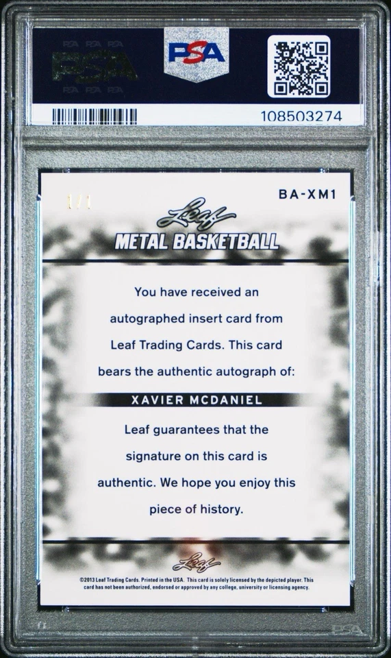 Leaf Metal 2012: Xavier McDaniel Gold Auto 1/1 PSA 9 en tarjeta Sonics, The X-Man Foto 2 de 3