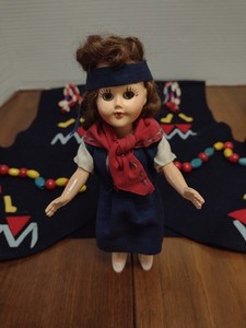 Vintage***Camp Fire Girls Beaded Vest & Doll With Open/Shut Eyes (Read details)