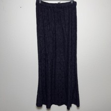 VTG 90s Accomplice Women Whimsigoth Maxi Skirt Large Black Textured Floral Indie