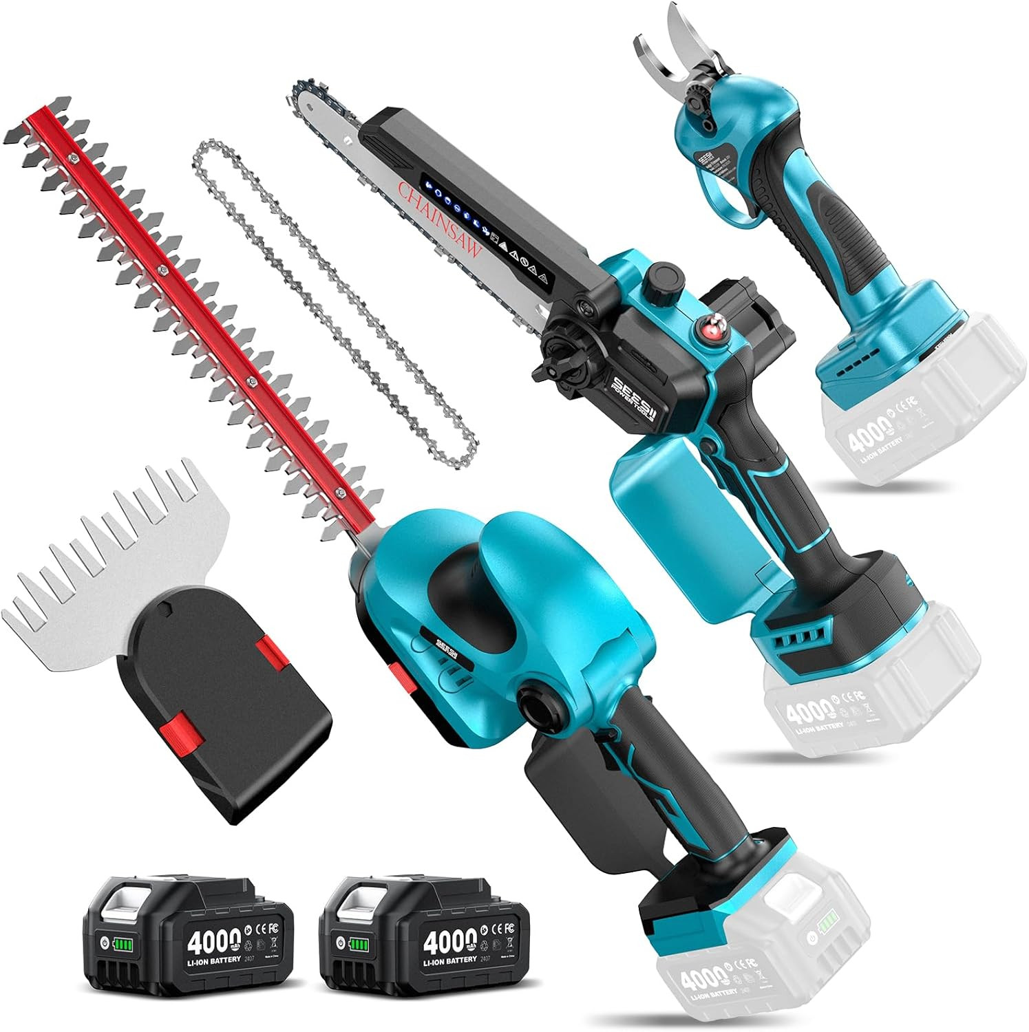 Electric Chainsaw Trimmer Pruner: 3-In-1 Cordless Chainsaw, Hedge Trimmer, Pruni