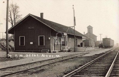Railroad P.M. Depot, Novi, M. MI Michigan RPPC Photo Postcard COPY
