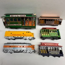 Vintage Lot of 6 Train Locomotives Collectible Toys - Cable Car Railway + RARE