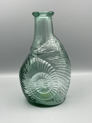 Libbey Canada Nautilus Shell Textured Green Glass Bottle