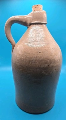 Antique 19th-Century American Salt-Glazed Stoneware Merchant 9'' Jug * 2 Gallon