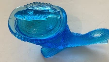 BLUE Summit GLASS Fish DOLPHIN Candy FINIAL Covered KEMPLE Dish OOAK!