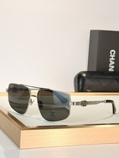 CHANEL CH3514 Silver Rimless Square Sunglasses Gray Gradient Lens 56-15-140