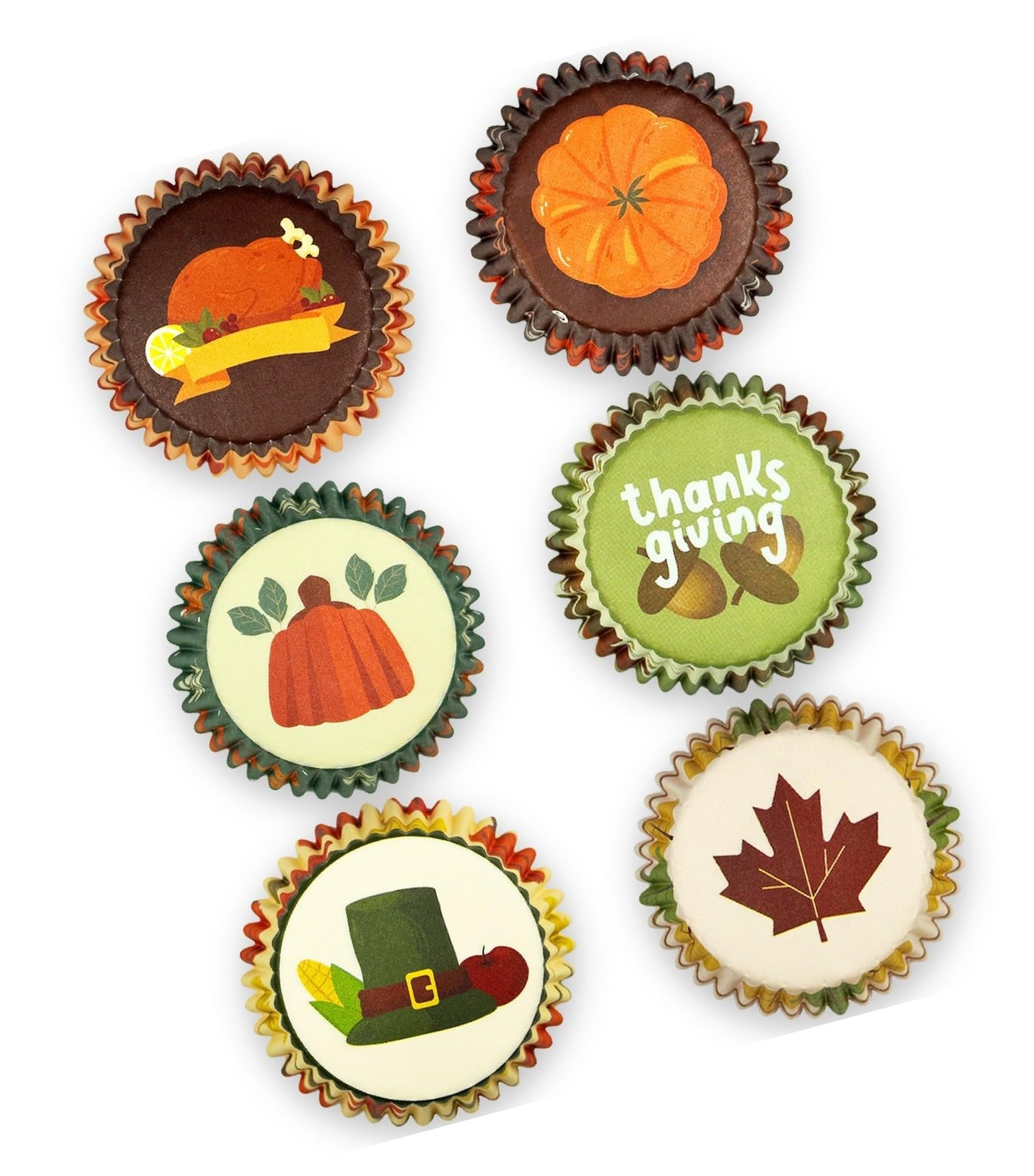 qiqee Thanksgiving Day Standard Cupcake Liners 300-Count Food Grade Gradient ...