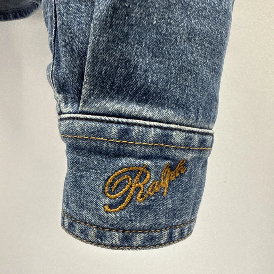 Vtg Ralph Lauren Western Snap Shirt XS Puff Long Sleeve Denim Southwestern Studs - Image 3 of 4