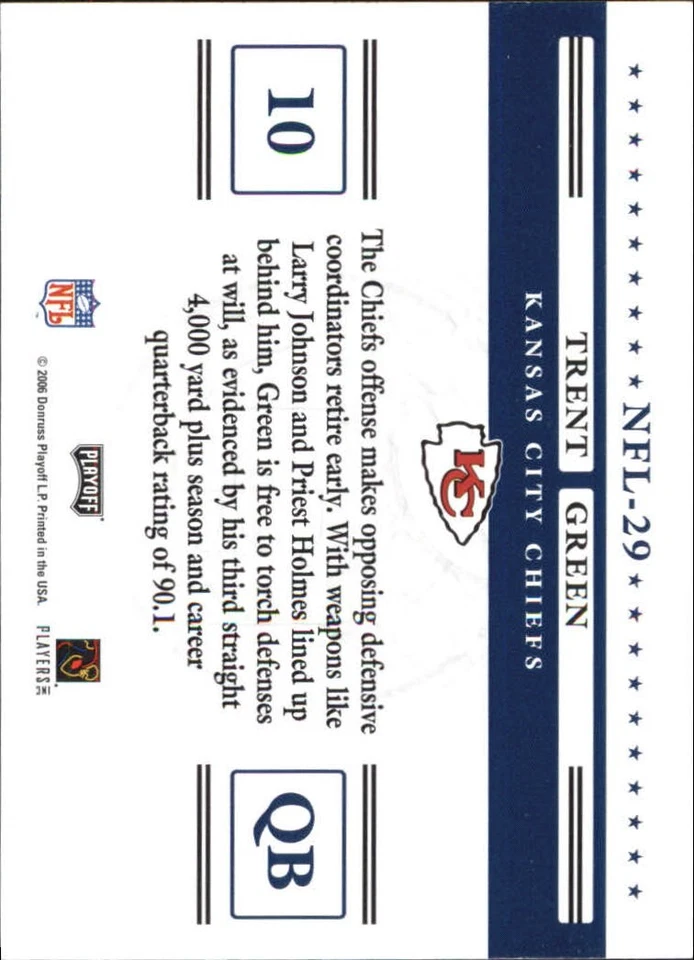 2006 Playoff Prestige Stars of the NFL #29 Trent Green - FB - Image 2 of 2