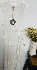 Knox Rose S White Boho Maxi Dress Tiered Tie Waist Cottagecore Festival Flowy