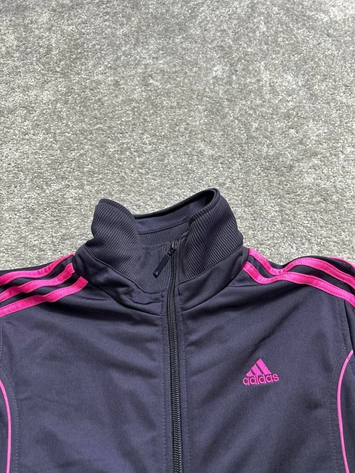 Chaqueta de Pista Adidas De Colección Para Mujer Pequeña Púrpura Forrada de Vellón Cremallera Completa Atletismo Foto 3 de 4