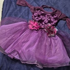 Girls Dance Costume Weissman Purple Dancewear Outfit Removable Flower Barette