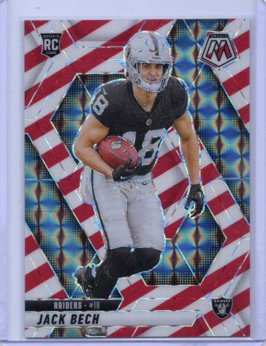 2025 Panini Mosaic - Jack Bech #349 (RC) Red & White Stripe Prizm Raiders