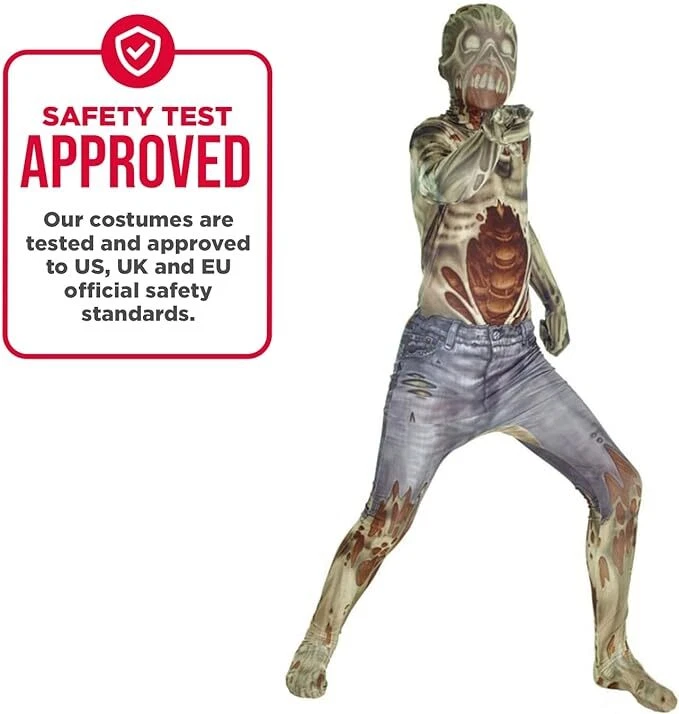 Kids Zombie Monster Morphsuit Boys Girls Scary Halloween Fancy Dress Costume - Image 4 of 4