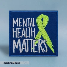 Mental Health Matters Patch - Embroidered Iron On Patches - Size: 4.3 x 4.1 inch