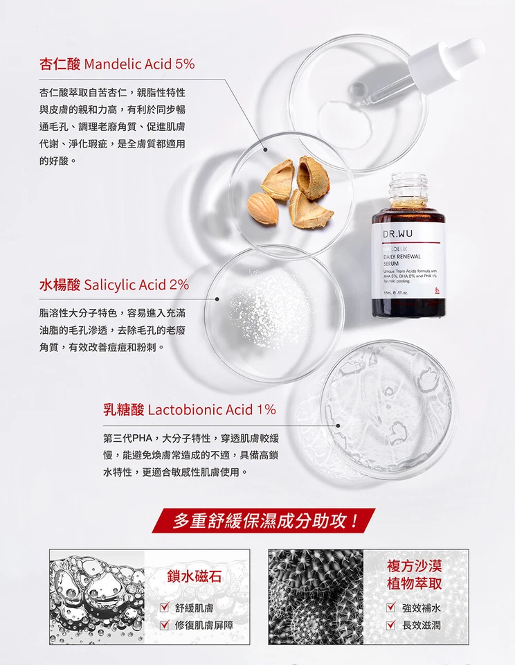 [DR. WU] Mandelik Daily Renewal Serum with Mandelic Acid 8% 15ml NEW - Image 2 of 3