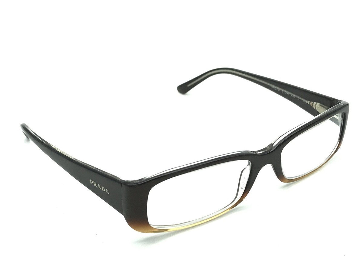 Prada VPR 07M ZXB-1O1 Women's Brown Rectangular Eyeglasses Prada VPR 07M ZXB-1O1 Women's Brown Rectangular Eyeglasses