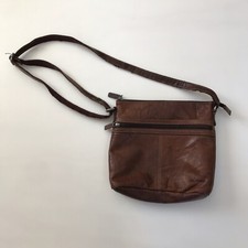 Jack Georges Crossbody Purse Bag Buffalo Leather Voyager Slim Brown Zip Pockets