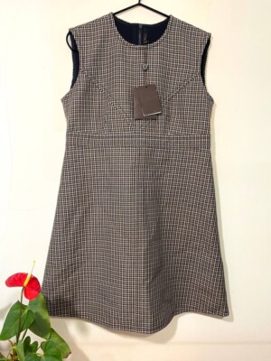 Louis Vuitton Women's Dress Brown Wool, Size L, Made in France