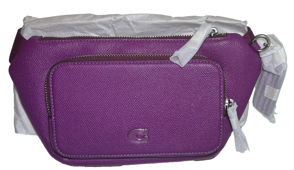 COACH Belt Bag in Crossgrain Leather DEEP Plum Fanny Pack Purse Handbag Dustbag