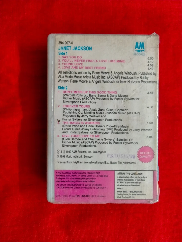 Janet Jackson Say You Do Don’t Mess Cassette tape INDIA Clamshell  1992 - Image 3 of 4