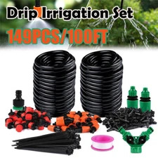 100ft Drip Irrigation System Garden Plant Self Watering Hose Micro Sprinkler Kit